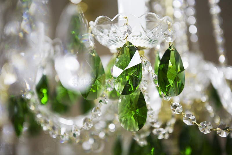 Crystal chandelier. Close-up of a beautiful crystal chandelier stock image