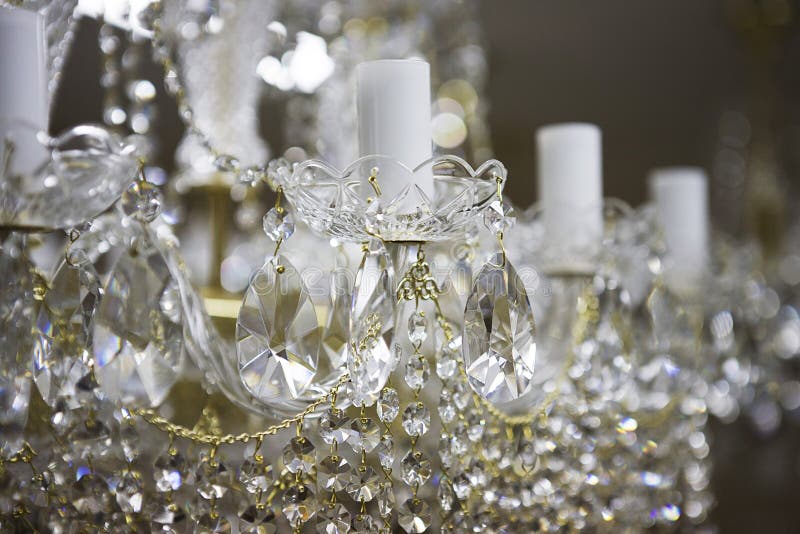 Crystal chandelier. Close-up of a beautiful crystal chandelier stock photos