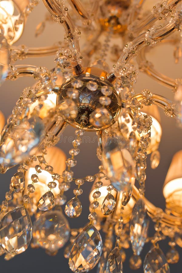 Crystal chandelier. Closeup of a beautiful crystal chandelier stock images