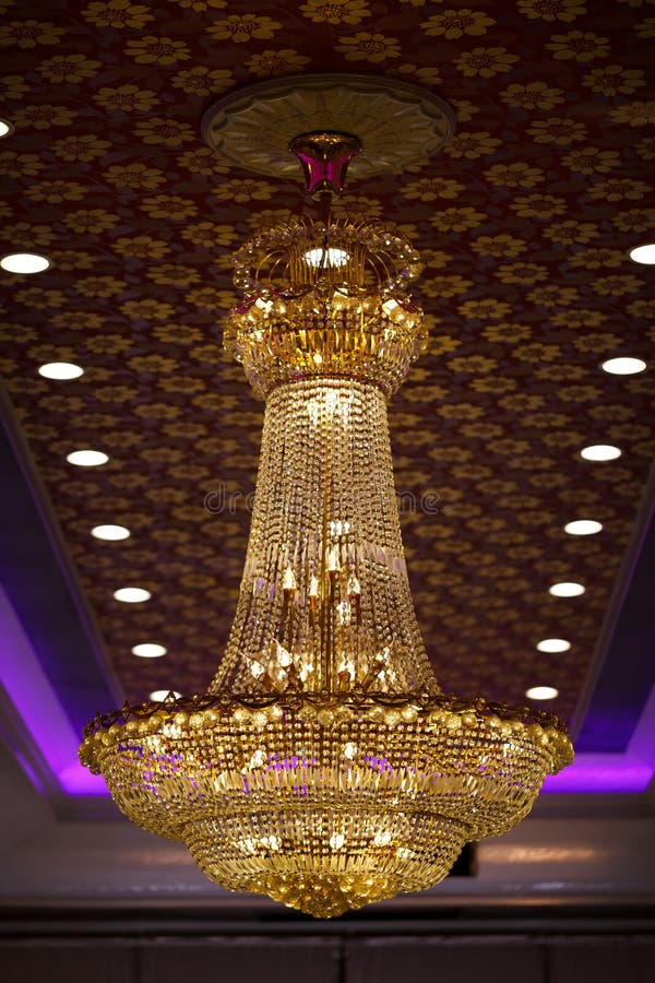 Crystal chandelier in a room.  stock photo