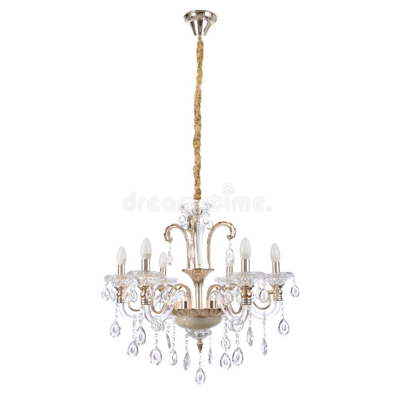 Crystal glass chandelier. Isolated on white background royalty free stock image
