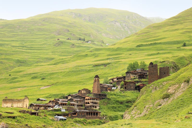 Dartlo village. Tusheti region (Georgia) royalty free stock image