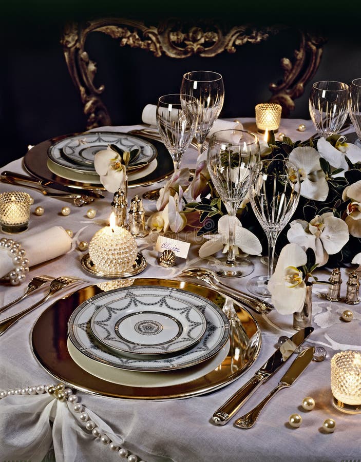 A decorated christmas dining table stock images