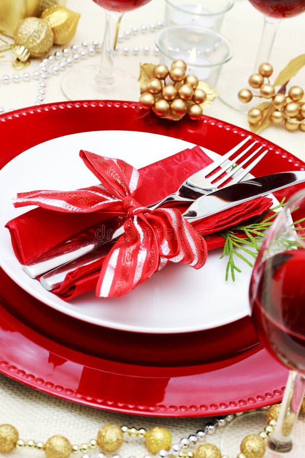 Decorated Christmas Dinner Table royalty free stock photography