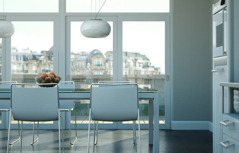 Dining room interior design in beach house royalty free stock image