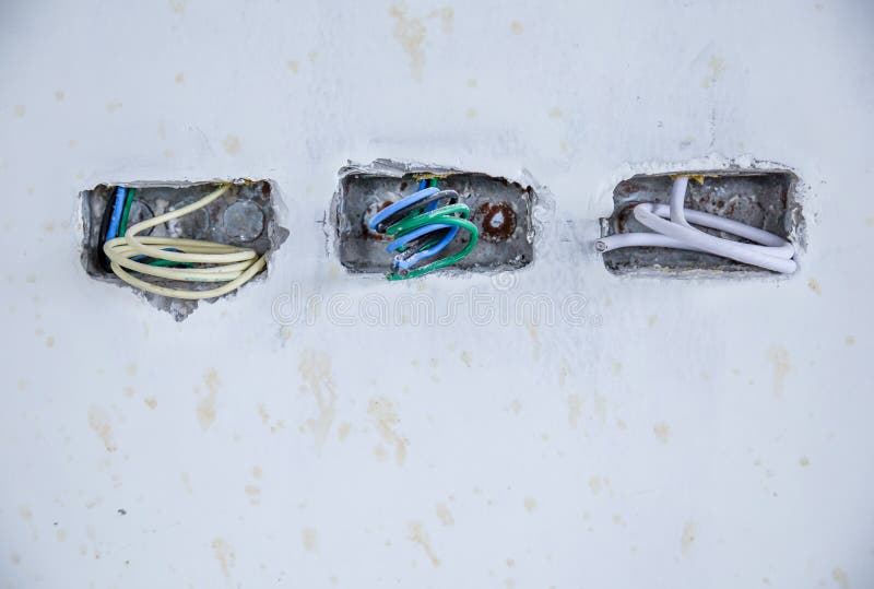 Electrical box for plug socket and wiring royalty free stock images Electrical box for plug socket and wiring royalty free stock images