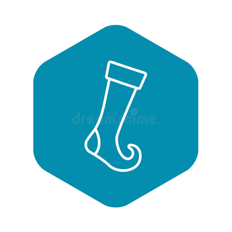 Elf christmas sock icon, outline style vector illustration