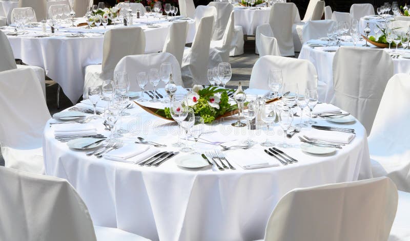 Festive table settings stock photography