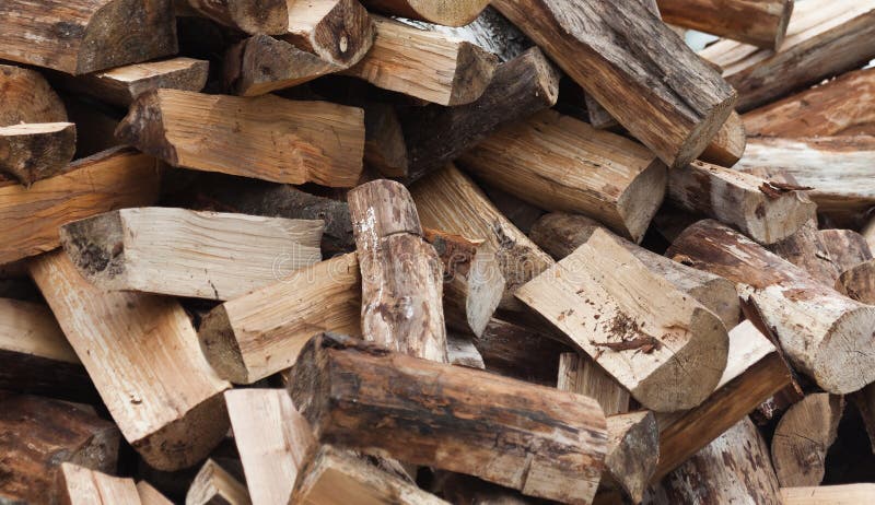 Firewood. A Heap Firewood close up shot stock photography