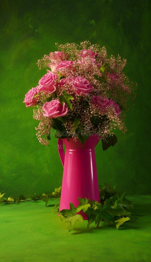 Flowers in a purple vase. A bunch of flowers in a purple vase royalty free stock photography