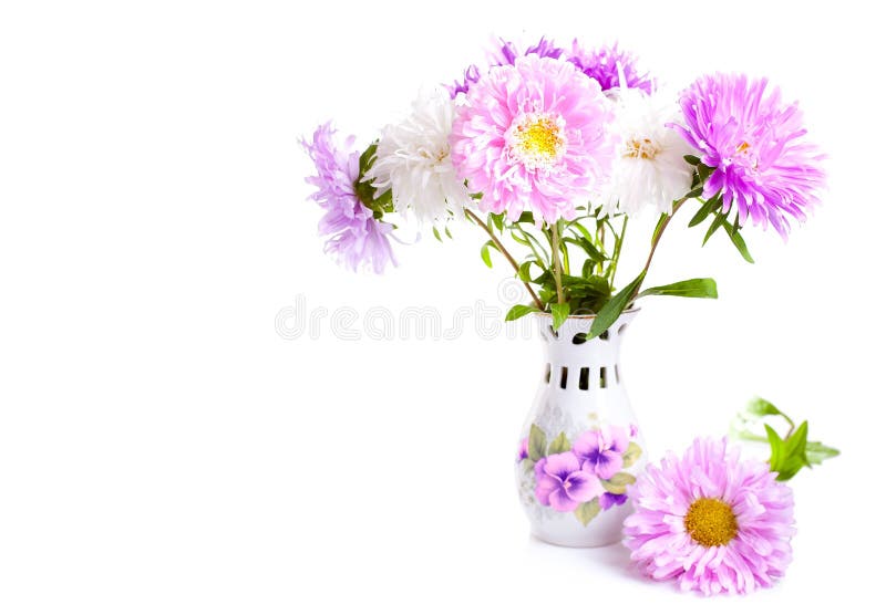 Flowers in a vase. Beautiful colourful bouquet of flowers in a vase stock photos