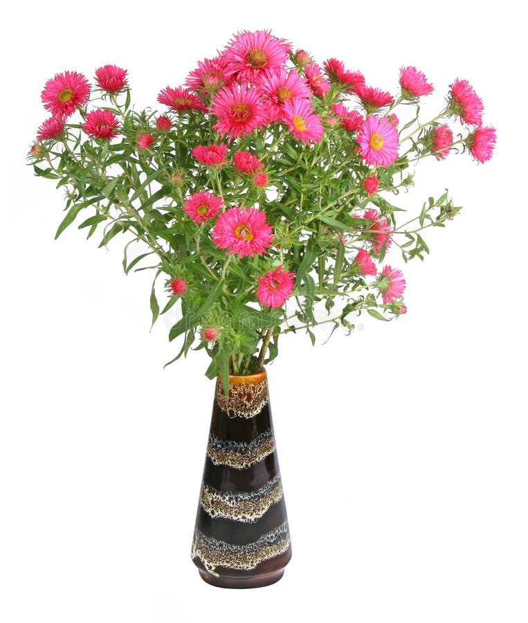 Flowers in vase. Bunch of flowers in vase against white background royalty free stock images