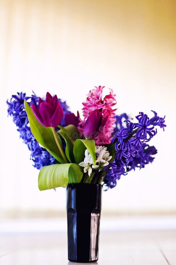 Flowers in vase. Colorful flowers in vase, shallow dof stock photo