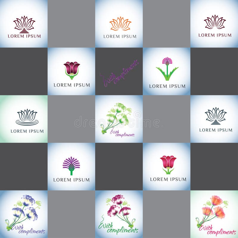 Flowers vector logo set. stock illustration