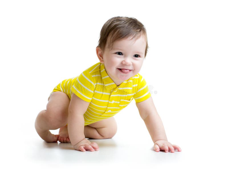 Funny baby crawling royalty free stock image