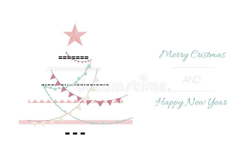 Hand drawn vector abstract Merry Christmas and Happy New Year time vintage cartoon illustrations greeting card template. vector illustration