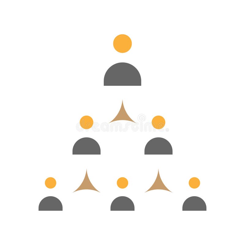 Icon arrangement of office members. Vector structure and division of tasks in the office stock illustration