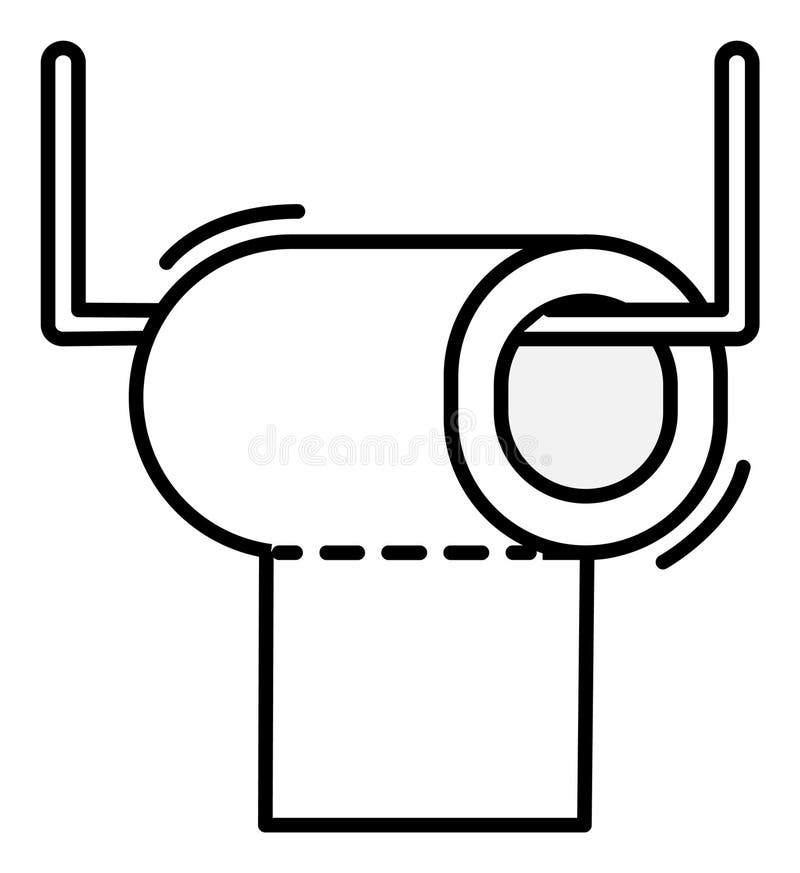 Toilet paper black and white vector. Toilet paper hanging down black and white vector royalty free illustration