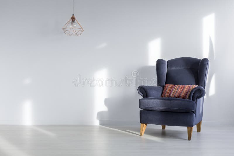 Interior with blue armchair royalty free stock photo