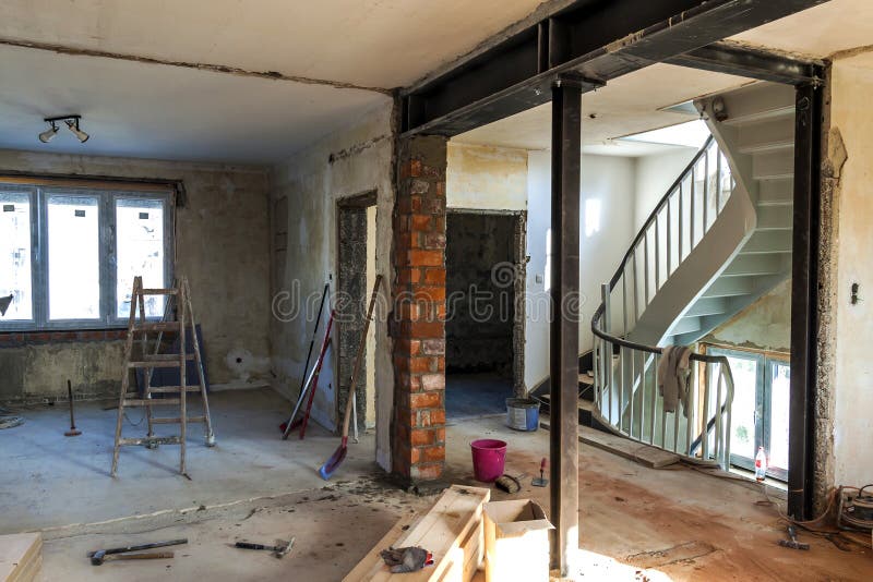 Interior of a house under construction. Renovation of an apartment stock images