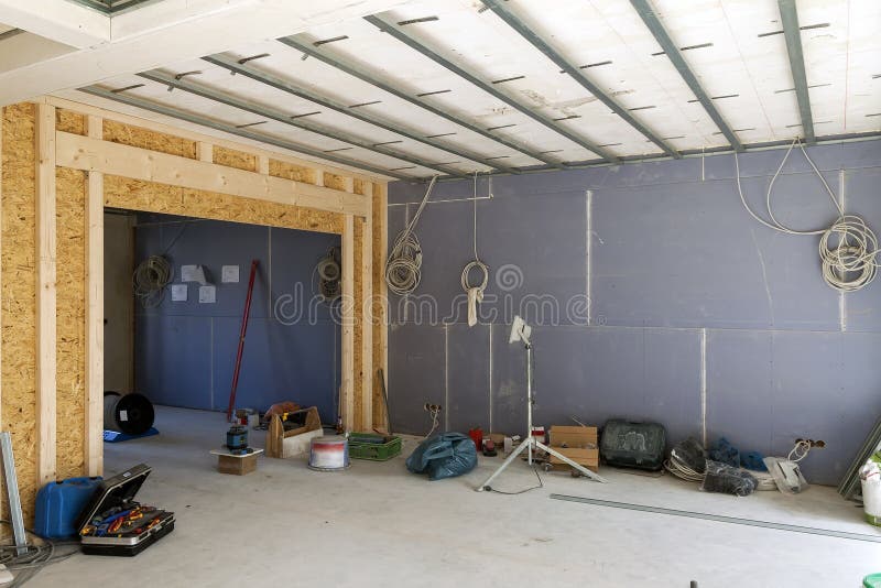 Interior of a house under construction. Renovation of an apartment royalty free stock photos