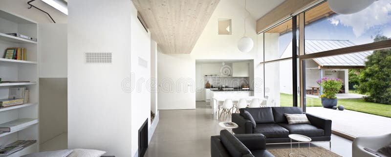 Interior large luxury house l stock photo