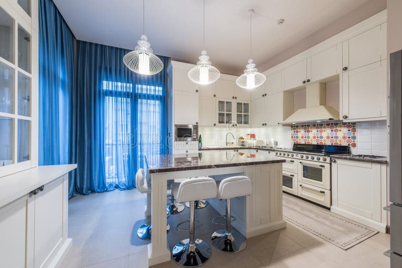 Interior of a luxury kitchen. In new apartment royalty free stock images