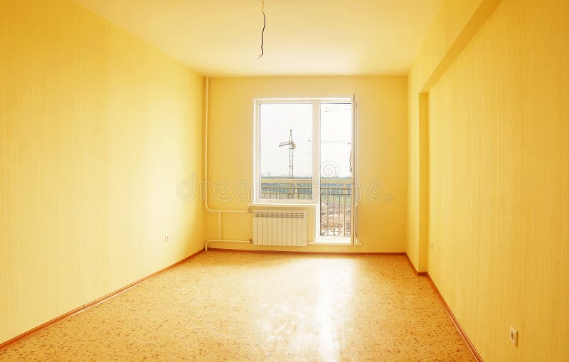 Interior of a room in new house stock images