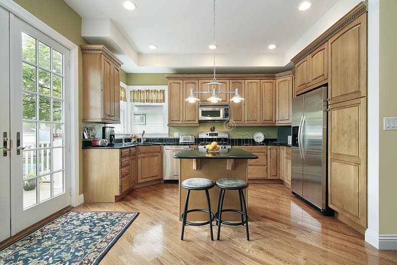 Kitchen in suburban home stock image