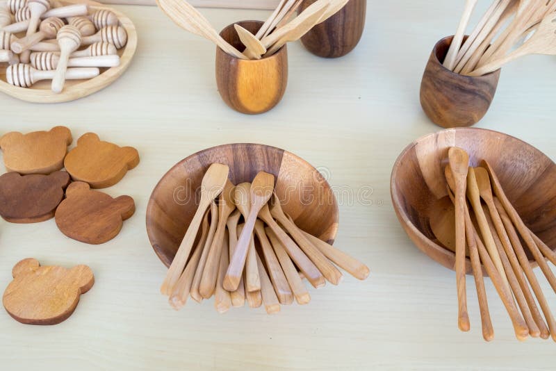 Kitchen tools made of wood in a vintage style royalty free stock photography Kitchen tools made of wood in a vintage style royalty free stock photography