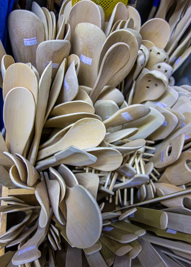 Kitchen utensils made of wood in popular municipal market in Brazil stock images Kitchen utensils made of wood in popular municipal market in Brazil stock images