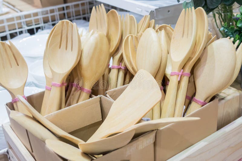 Kitchen utensils made of wood stock photography Kitchen utensils made of wood stock photography