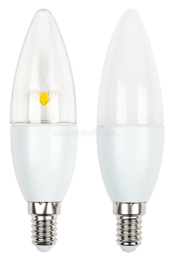 LED light bulb with E14 socket Isolated on white.  royalty free stock image