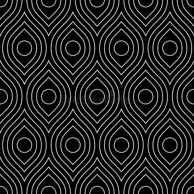 Line art arabic seamless pattern. Black and white vector tileable background royalty free illustration