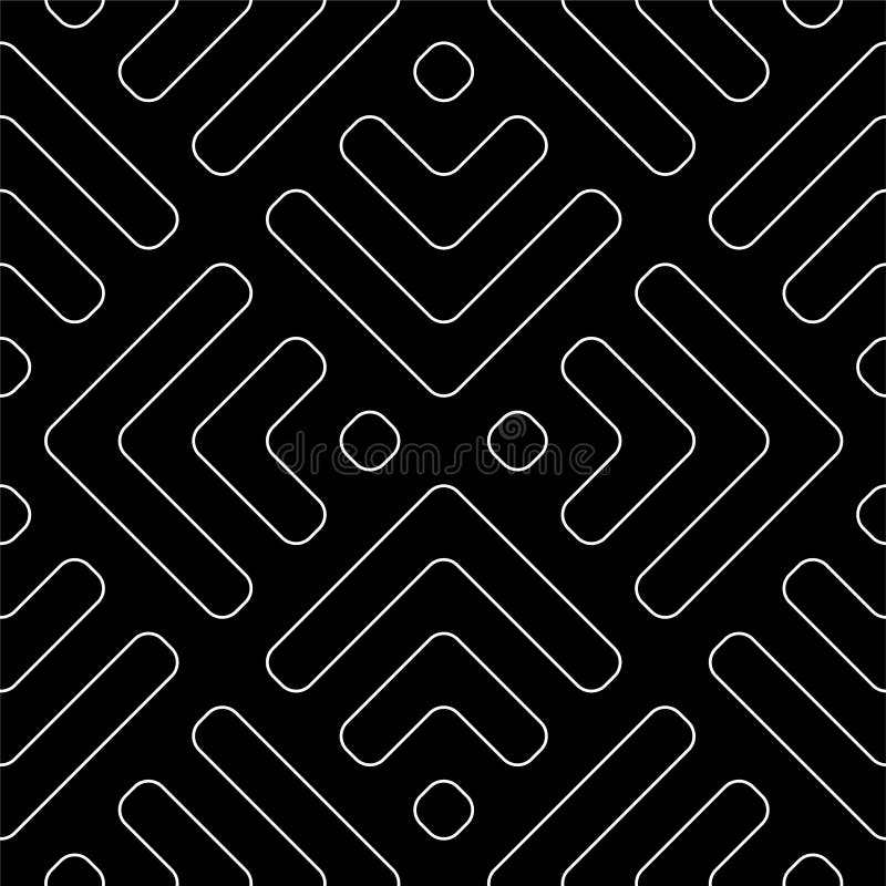 Line art seamless pattern. Black and white vector tileable background vector illustration