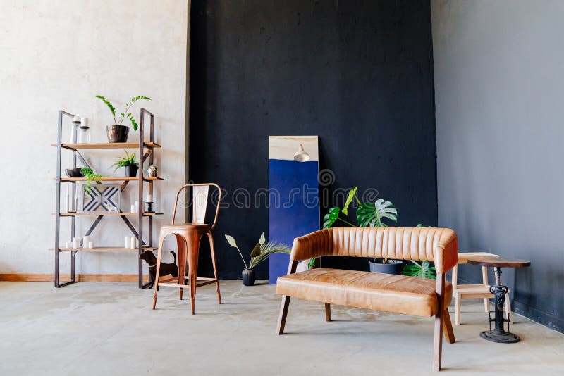 Loft. minimalist design living room or hallway royalty free stock photo