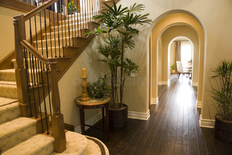 Luxury home hallway. stock images