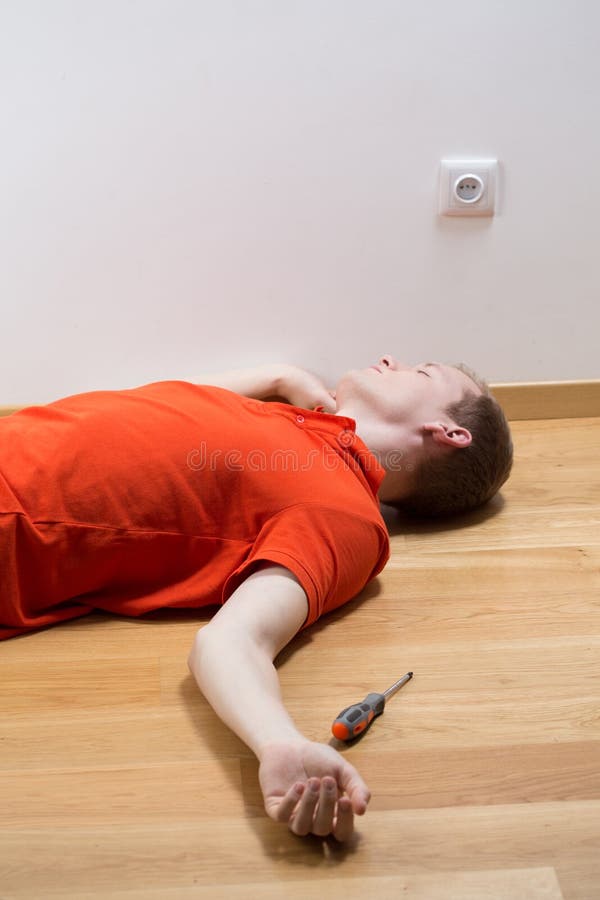 Man after electrocution royalty free stock image