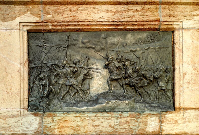 Ottoman war fight scene. Sculpture with scene from the historical war between Romanian army and Turkish army known as Ottoman Empire royalty free stock photos Ottoman war fight scene. Sculpture with scene from the historical war between Romanian army and Turkish army known as Ottoman Empire royalty free stock photos