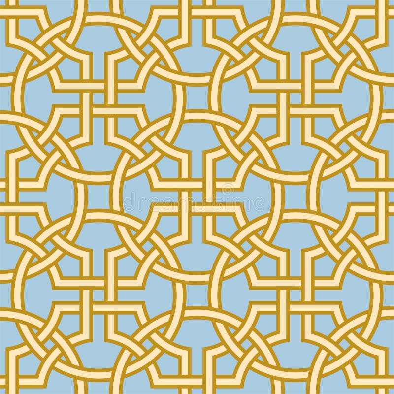 Mettlach encaustic tiles pattern in celtic style. Mettlach or encaustic seamless tiles pattern in celtic knot style. Tileable vector background stock illustration