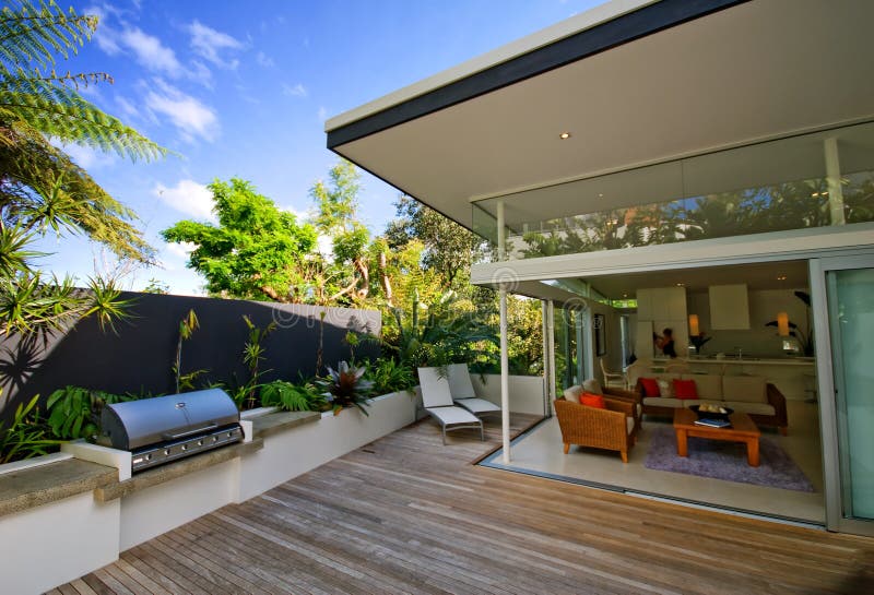 Modern, designer home. Modern, designer architectural residential home stock photography