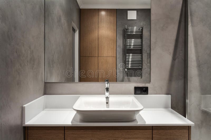 Modern interior of new bathroom in house royalty free stock photos