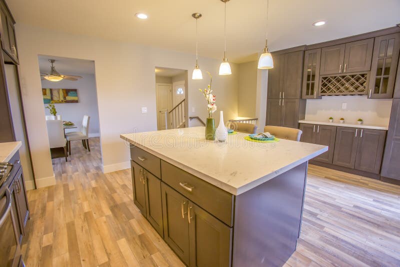 Modern kitchen in California real estate home. Model home kitchen in southern California ready for a real estate shoot stock photos