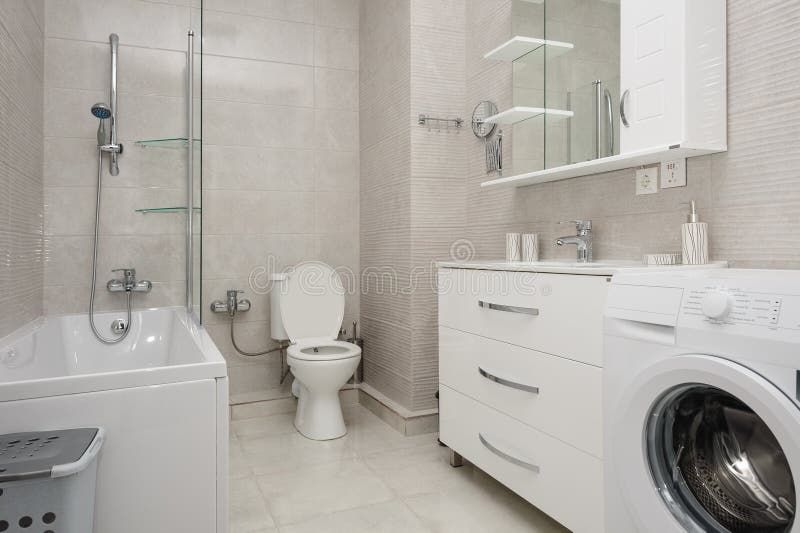 Modern white bathroom interior stock photography