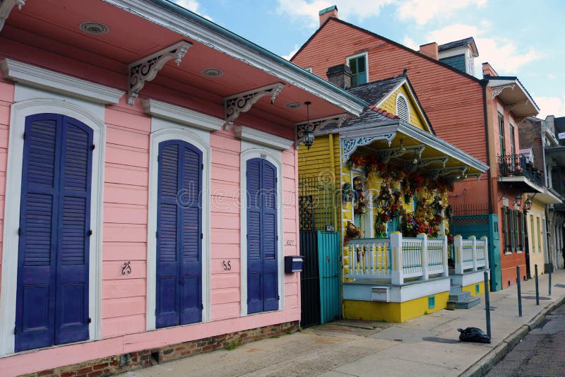 New orleans french quarter colorful house classic unique architecture. In Louisiana royalty free stock photo