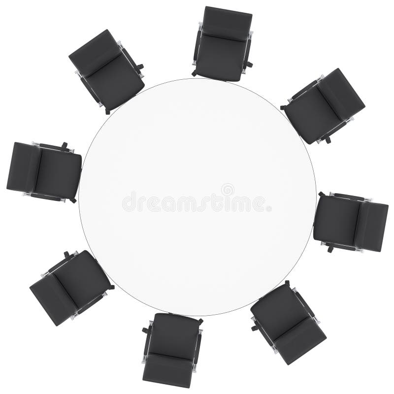 Office chairs and round table. Isolated render on a white background vector illustration