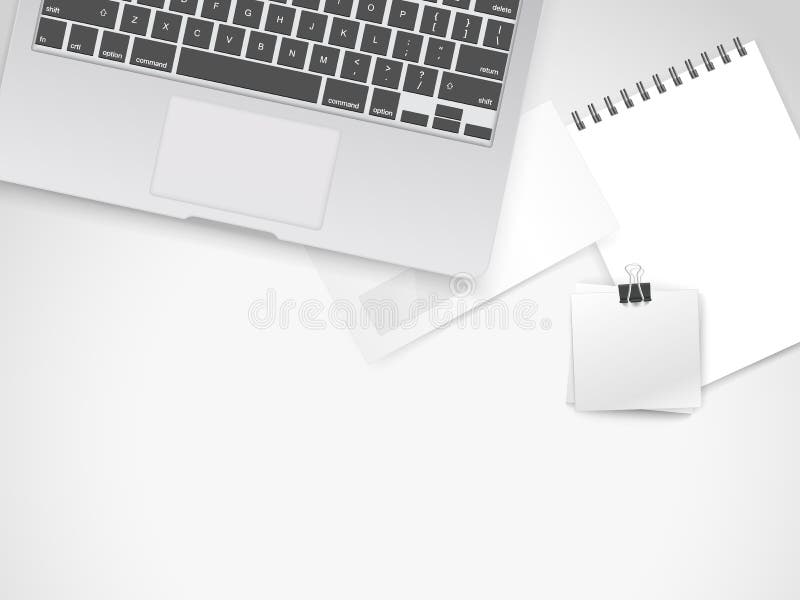 Office working place with different accessories. Top view vector illustration