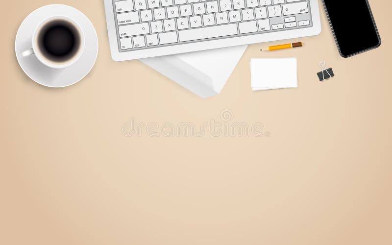 Office workplace with different business accessories. Template for a text royalty free illustration