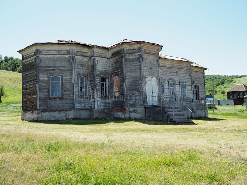 Old wooden building house in the village stock photos