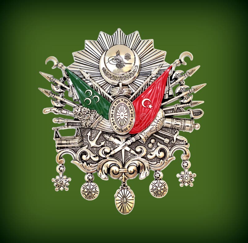 Ottoman Empire Emblem , ( Old Turkish Symbol ). Ottoman Empire Emblem on green background , ( Old Turkish Symbol stock image